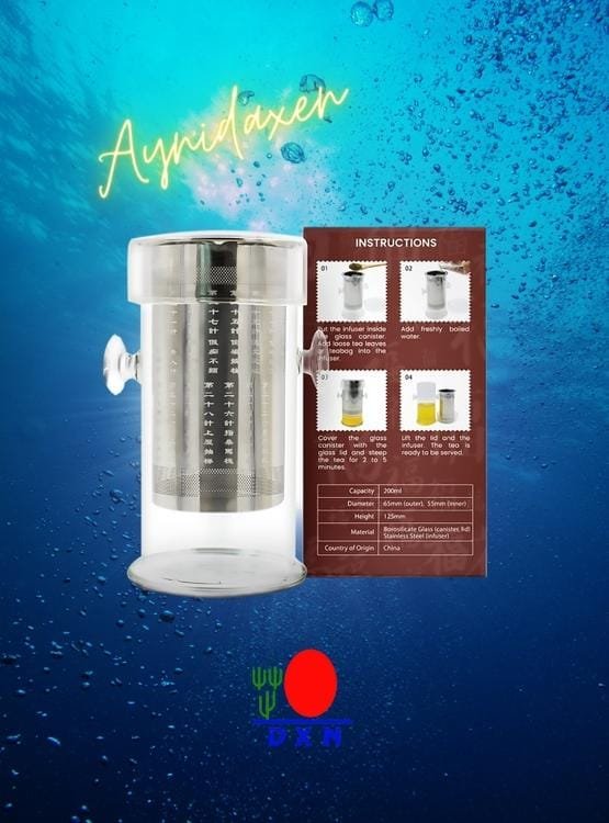 El infusor de té DXN es una herramienta práctica y bien diseñada que se usa para remojar, colar y servir el té de una manera más fácil.