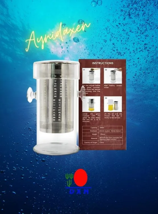 El infusor de té DXN es una herramienta práctica y bien diseñada que se usa para remojar, colar y servir el té de una manera más fácil.