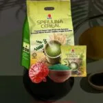 Spirulina Cereal en presentación de 30 sobres, sobres pequeños de Spirulina.