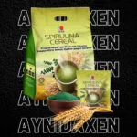 Spirulina Cereal en presentación de 30 sobres, sobres pequeños de Spirulina.
