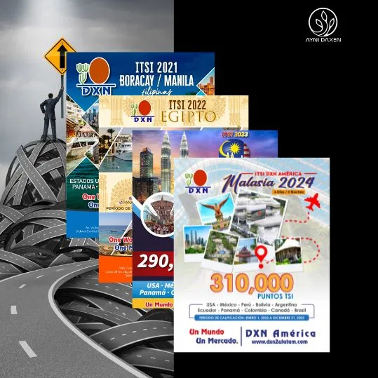 imágenes que muestras todos los viajes que DXN da cada año para los líderes que califican.