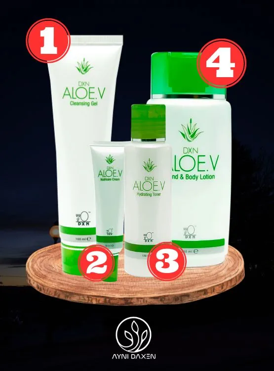 4 cremas para el cuidado de la piel, hay jabón líquido, crema para el cuerpo y para la cara .