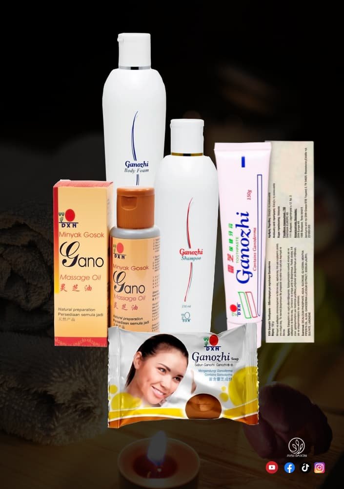 champú, pasta, aceite de masaje, gel de baño todo a base de Ganoderma Lucidum