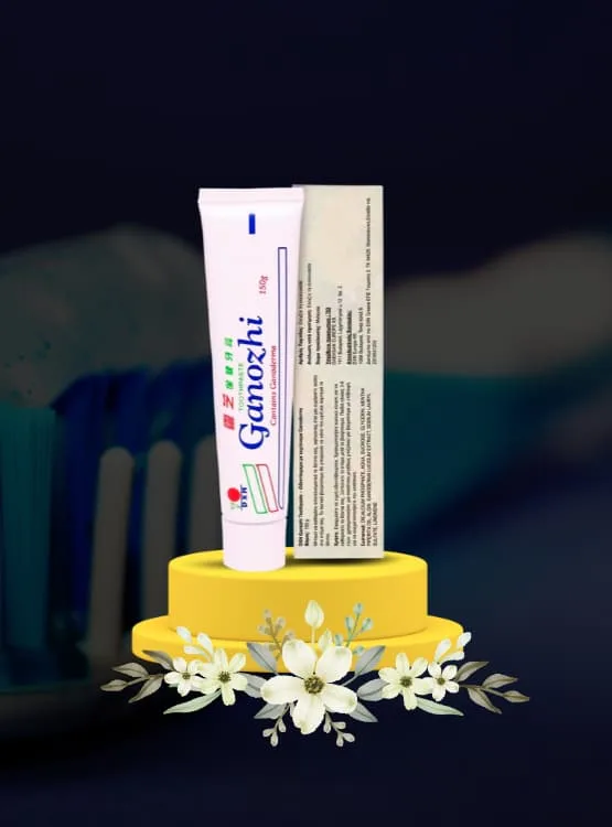 pasta dental caja sellada y pasta suelta con adornos de cepillos de diente.