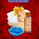 Gano Massage Oil presentación en caja y el pomo que lo contiene