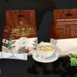 Ootea Lingzhi Coffee Mix 3 en 1 paquete sellado ambas caras con café en taza