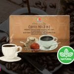 Ootea Lingzhi Coffee Mix 2 en 1 caja sellada con una taza de café