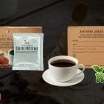 Ootea Lingzhi Coffee Mix 2 en 1 caja sellada ambas caras con una taza de café