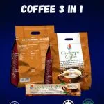 Cordyceps Coffee 3 in 1 paquetes sellado de adelante y atraz con un sobre por unidad.