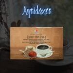 Ootea Lingzhi Coffee Mix 2 en 1 caja sellada ambas caras con una taza de café