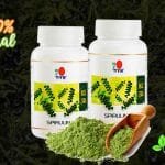 cápsulas de Espirulina de DXN presentación en pomo. con polvo de espirulina