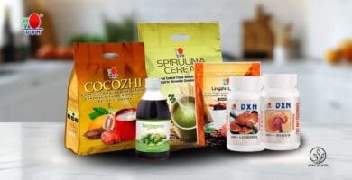 Cocozhi, Spirulina Cereal, Café 2 en, noni y RG y GL eso es una Ganoterapia DXN.