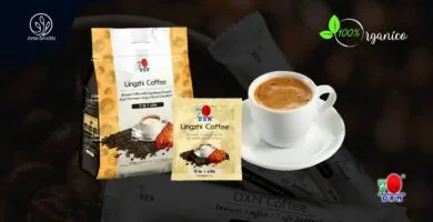 Lingzhi Coffee 3 in 1 Lite DXN, Cada bolsa: 21 g x 20 sobres