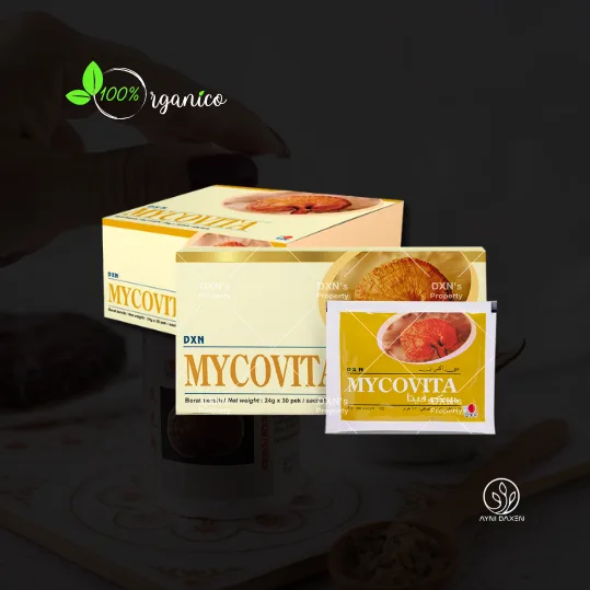 MycoVita DXN Ganoderma puro en presentación de caja en cada sobre viene 30 de RG y  30 GL.