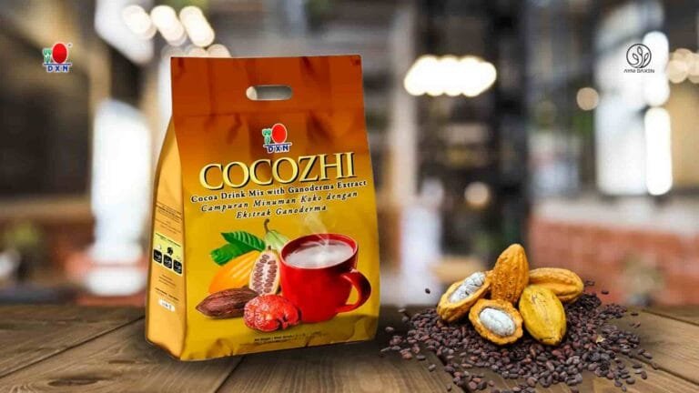 paquete sellado de Cocozhi, cacao en polvo y en granos.