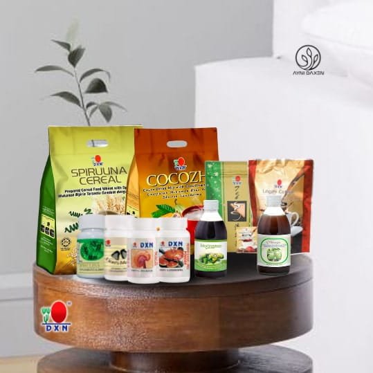 variedad de productos que DXN maneja, café, chocolate, té, cereales entre otros. Productos DXN