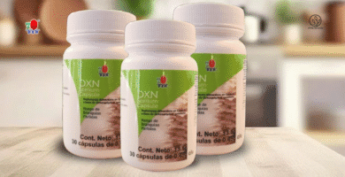 Scelium DXN Botella con 30 y 90 cápsulas de 450 mg.