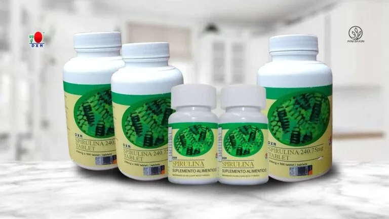 Tabletas de Spirulina DXN en presentación de 500 y 120 tabletas.